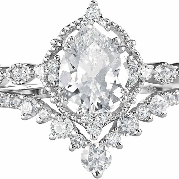 Jewelry - Wedding Rings for Women Sterling Silver Cubic Zirconia Engagement Sets